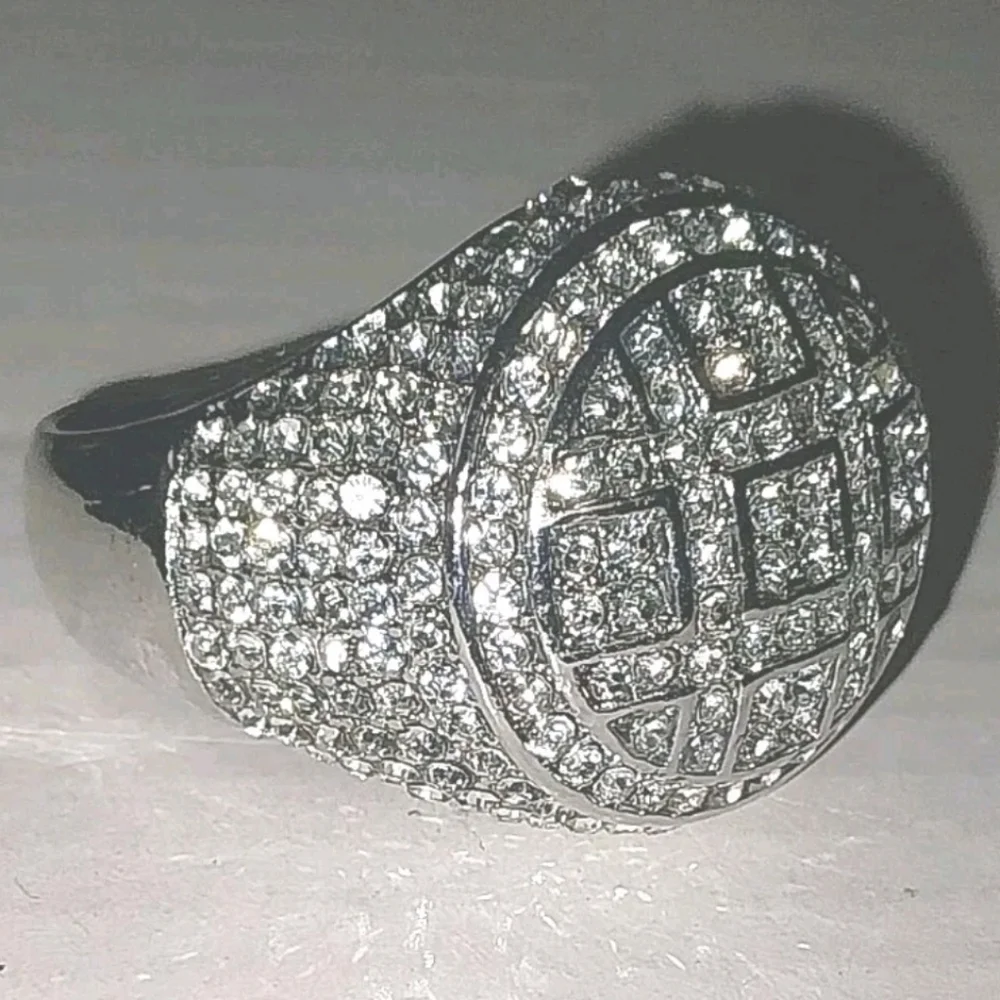 3Ct Round Lab-Created Diamond 14K White Gold Plated Pave Men's Pinky Ring Sz 11